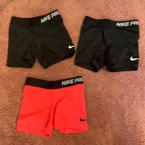 3 Pairs of Nike Pro Athletic Shorts